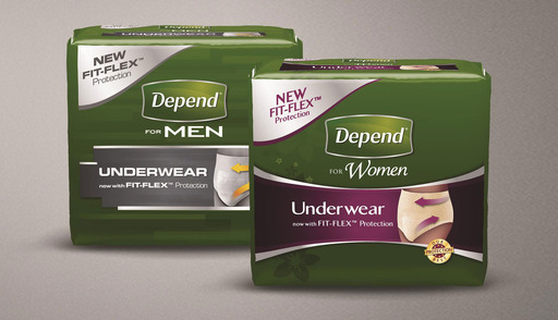 Depend Underwear with new Fit-Flex protection features more Lycra strands* for a discreet fit that helps give people with bladder control issues the freedom and confidence they need every day.