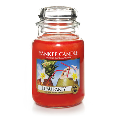 New Luau Party from Yankee Candle brings to mind a fun, beach celebration with its fruity mix of orange fizz, sparkling peach and vanilla ice.