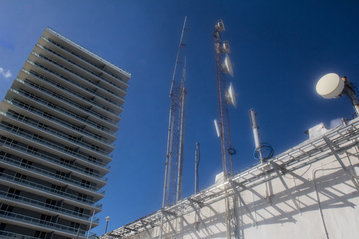 This MTN access point on a building near Port Miami enables ships to lock onto terrestrial broadband connectivity from satellite with no impact to the end user during the switchover.