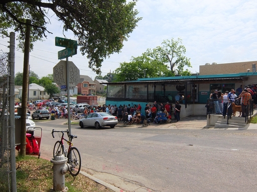 BBQ aficionados wait in line for hours to get a taste of Franklin Barbecue in Austin, TX, the #1 U.S. BBQ joint according to TripAdvisor. (A TripAdvisor traveler photo) 