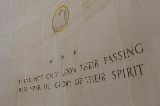 This inscription is seen inside the chapel at Normandy American Cemetery in France.