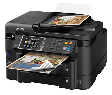 The Epson Workforce WF-3640 powered by PrecisionCore offers enhanced productivity and flexible paper handling for small offices.