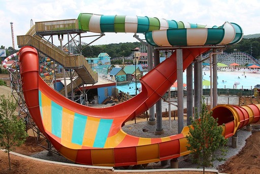 Guests will feel a moment of zero gravity, or weightlessness, on Tsunami Surge, the world's first hybrid zero-gravity slide at Six Flags Over Georgia's Hurricane Harbor.