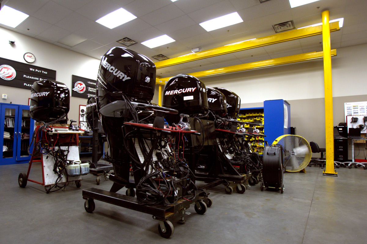 Beginning in April, Marine Technician Specialist program students can pursue and achieve provisional certification as factory-certified technicians for Mercury Marine outboard products.