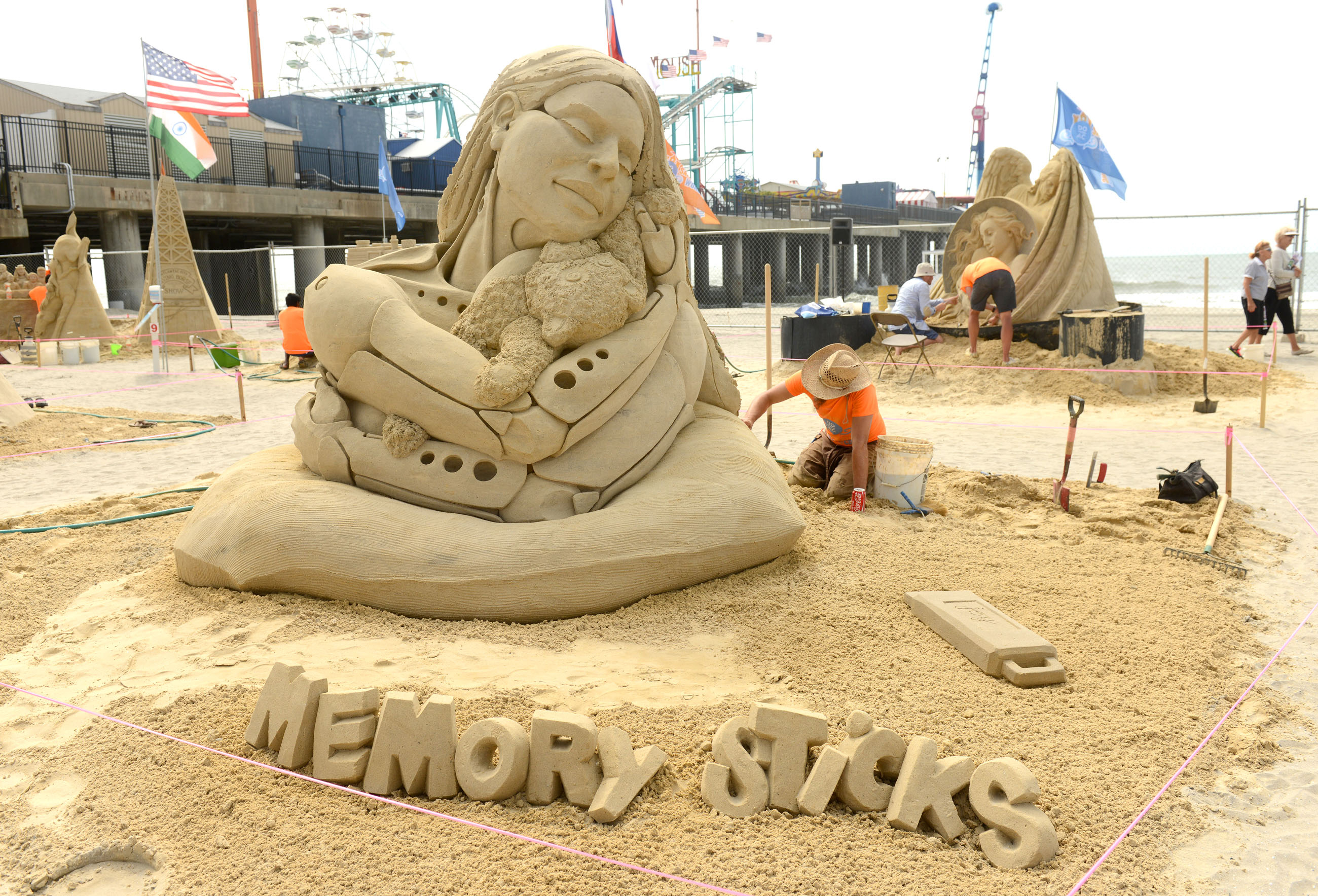 DO AC Sand Sculpting World Cup doubles competition winner "Memory Sticks" by Mélineige Beauregard and Jonathan Bouchard of Canada. (Peter Tobia/ACA) 
