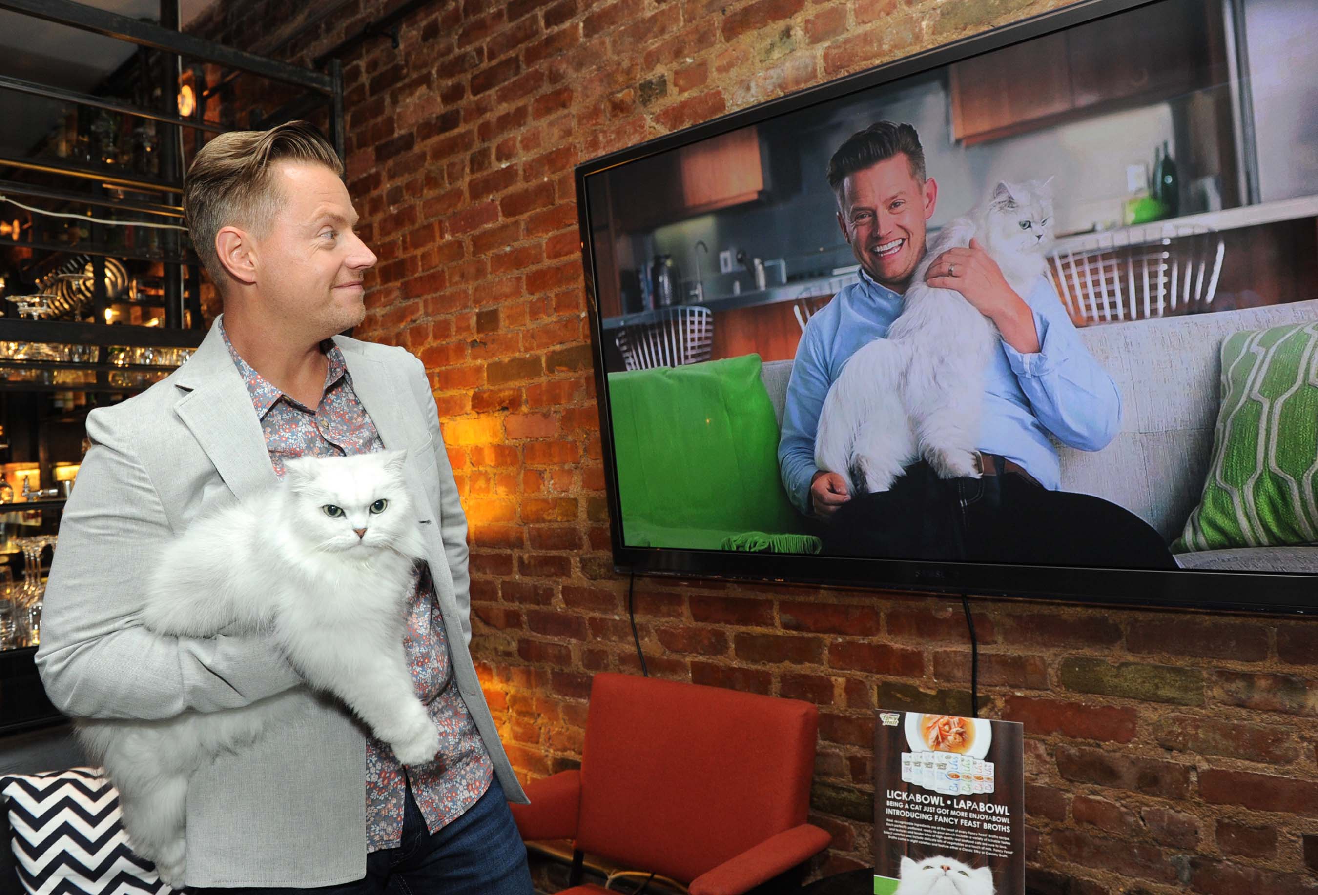 Chef and restaurateur Richard Blais celebrates the launch of Fancy Feast(R) Broths in New York City on Tuesday, July 22. Blais hosted the event to introduce Broths as well as a new video starring himself opposite the iconic Fancy Feast cat.