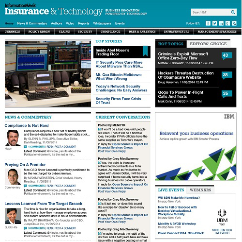 The new community-driven Insurance & Technology is an interactive platform for insurance technology professionals to connect with peers, editors and industry experts.