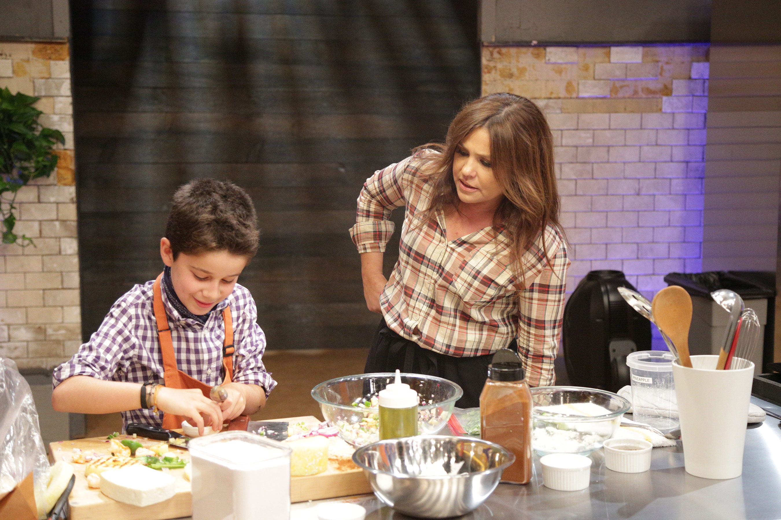 Kidtestant Nick with Host Rachael Ray on Food Network's Rachael Ray's Kids Cook-Off