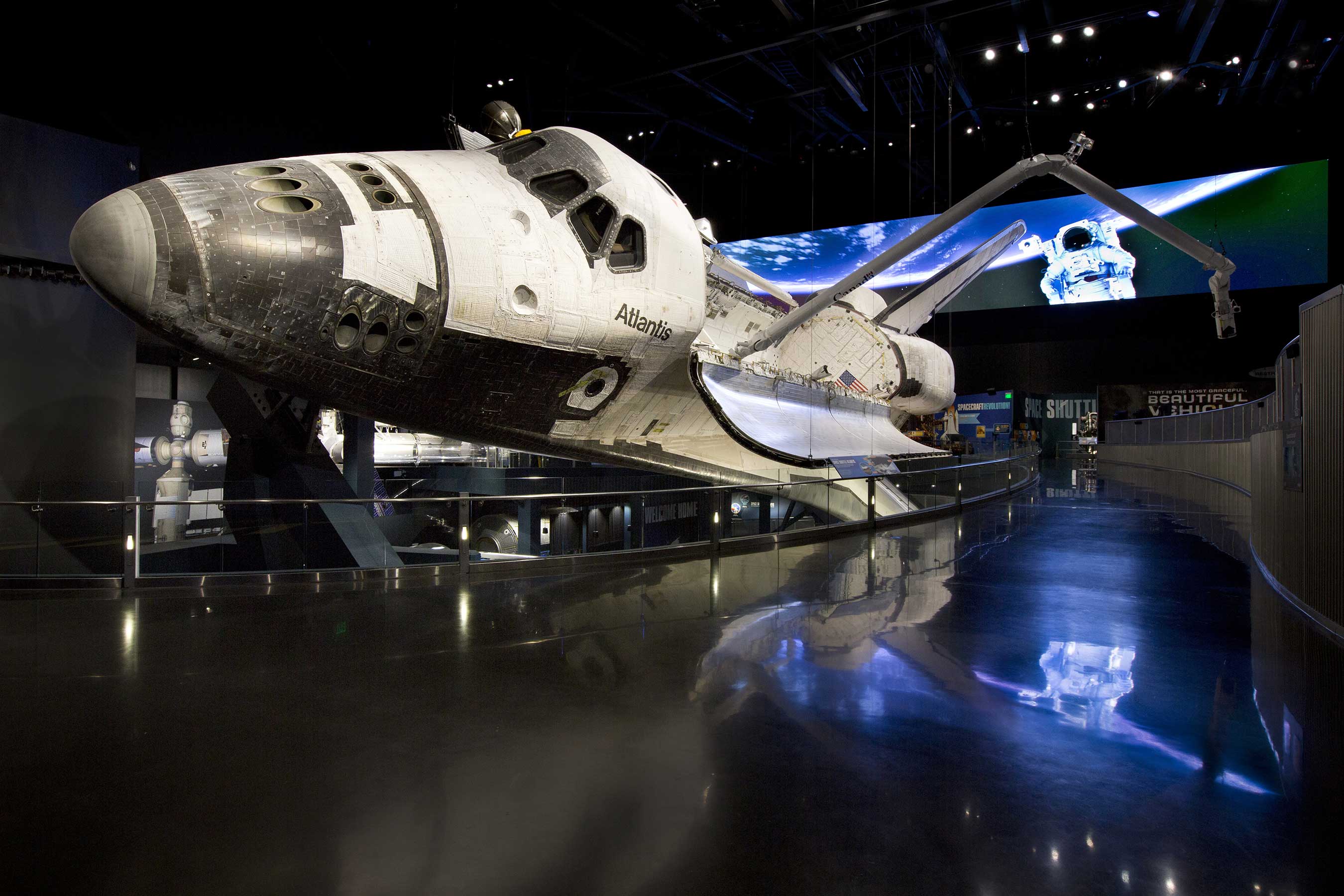 The Space Shuttle Atlantis attraction at Kennedy Space Center Visitor Complex allows guests to “be the astronaut” and come nose-to-nose with the historic spacecraft.