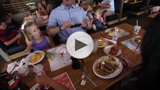 In-restaurant footage of IHOP guests enjoying delicious, perfectly prepared food and beverages. Download button at bottom of page.