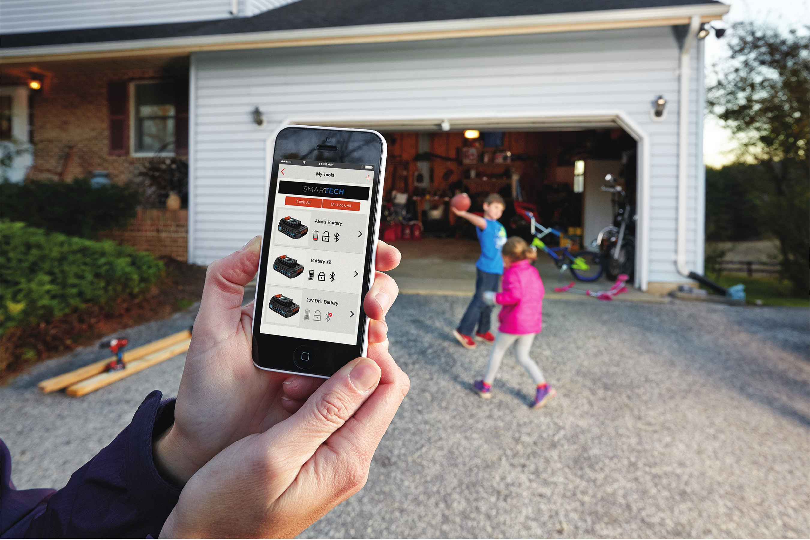 In the My Products section of the BLACK+DECKER™ Mobile App, users can not only view a list of their connected batteries, but they can also select and interact directly with an individual battery when in range.