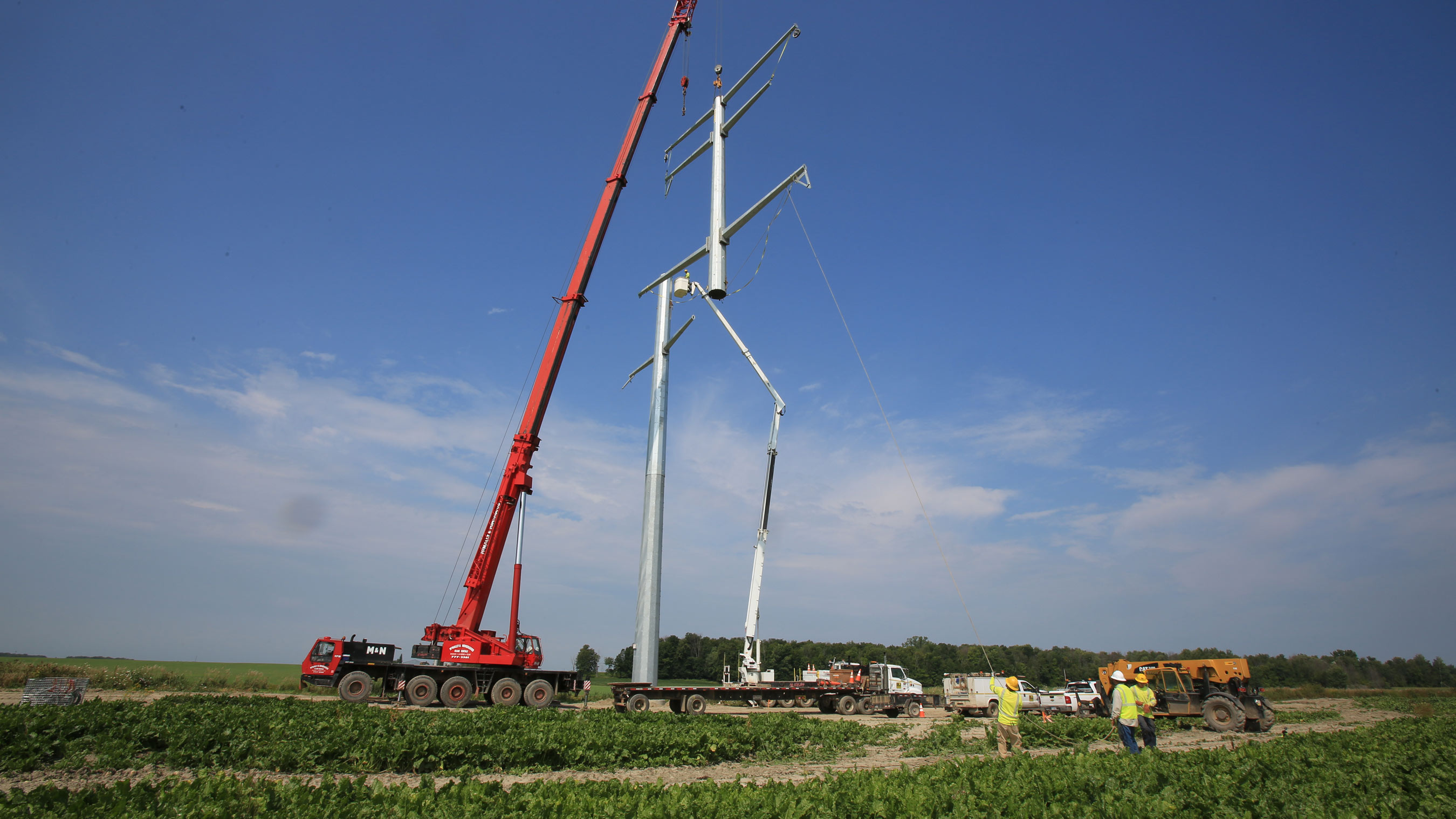The pole assembly process takes about four hours per pole and was completed nearly 800 times over the three-year construction period.