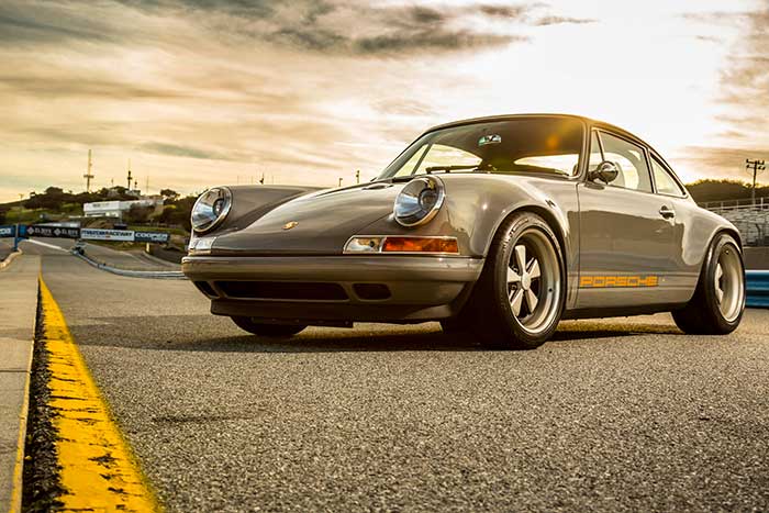 This ‘Battleship Grey Dark’ customer-owned Porsche 911 coupe, restored by Singer Vehicle Design, combines perfect track performance with utilization as a ‘daily driver.’ 