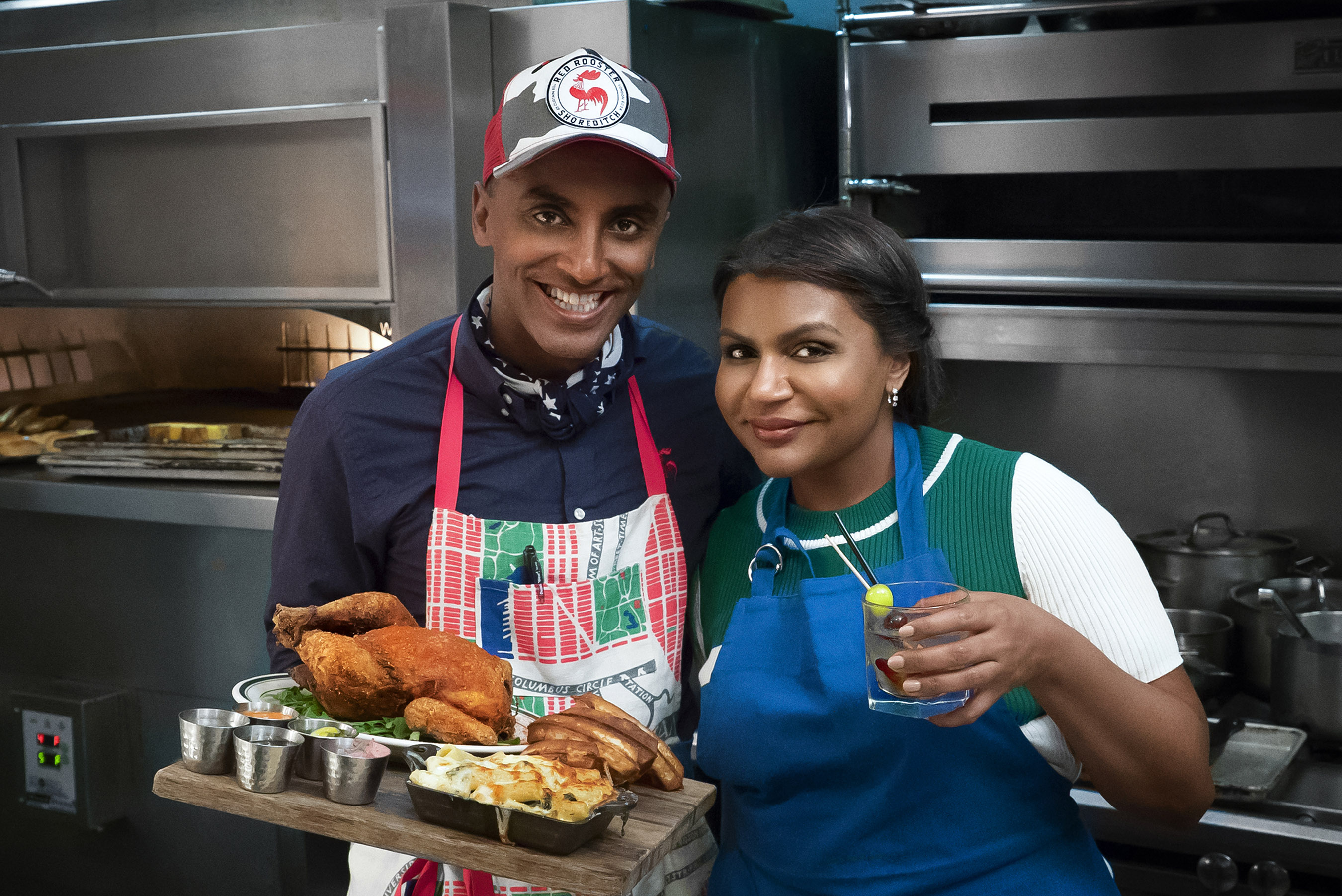 Marcus Sameulsson and Mindy Kaling on Food Network's Star Plates