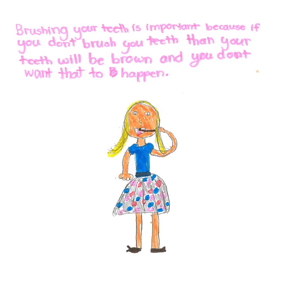 One child's picture that explains why brushing your teeth is so important.