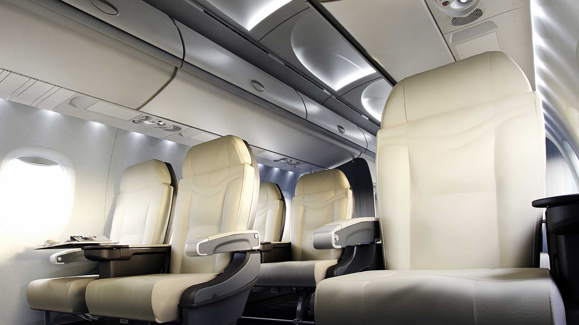Class-leading height and width contribute to the bright and airy surroundings. Slim-seat design increases legroom without compromising comfort while the widest economy-class seats and larger overhead bins complete the package for a big-jet feel.