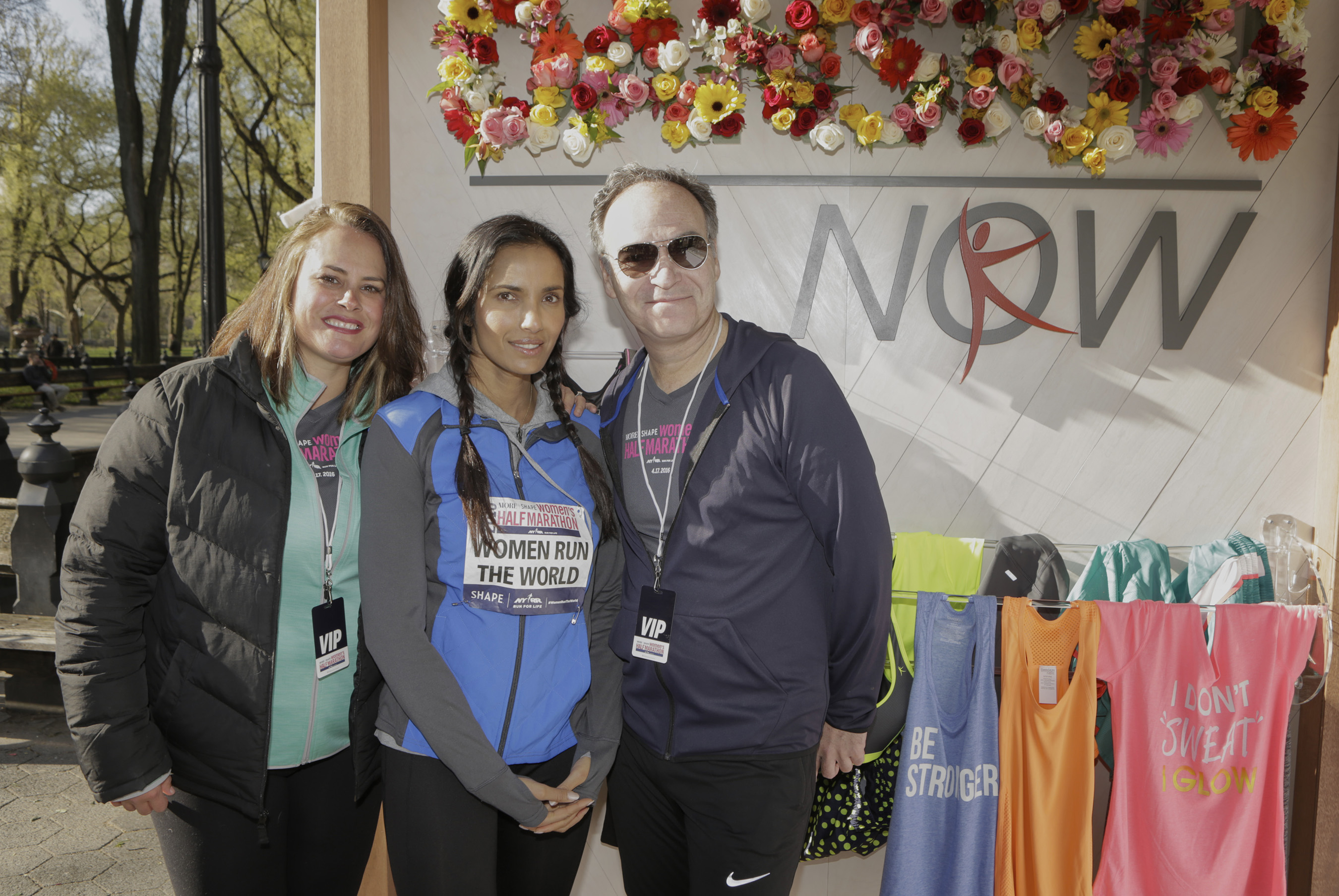 Padma Lakshmi of Bravo’s Top Chef joins SHAPE Editor-in-Chief Elizabeth Goodman Artis and Publisher Tim O’Connor at the 13th Annual MORE/SHAPE Women’s Half-Marathon in Central Park on April 17, 2016.