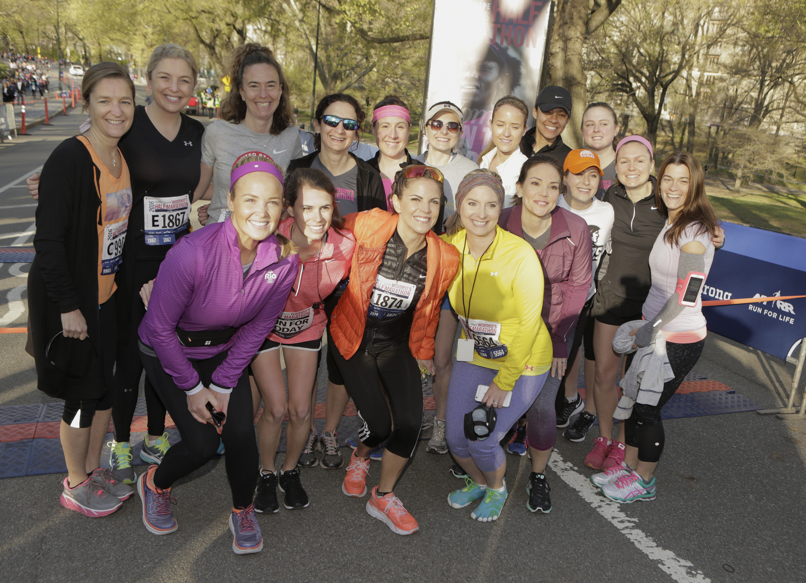 “Run for TODAY” and NBC Olympics team members get ready to run the 13th Annual MORE/SHAPE Women’s Half-Marathon in New York’s Central Park on April 17, 2016.