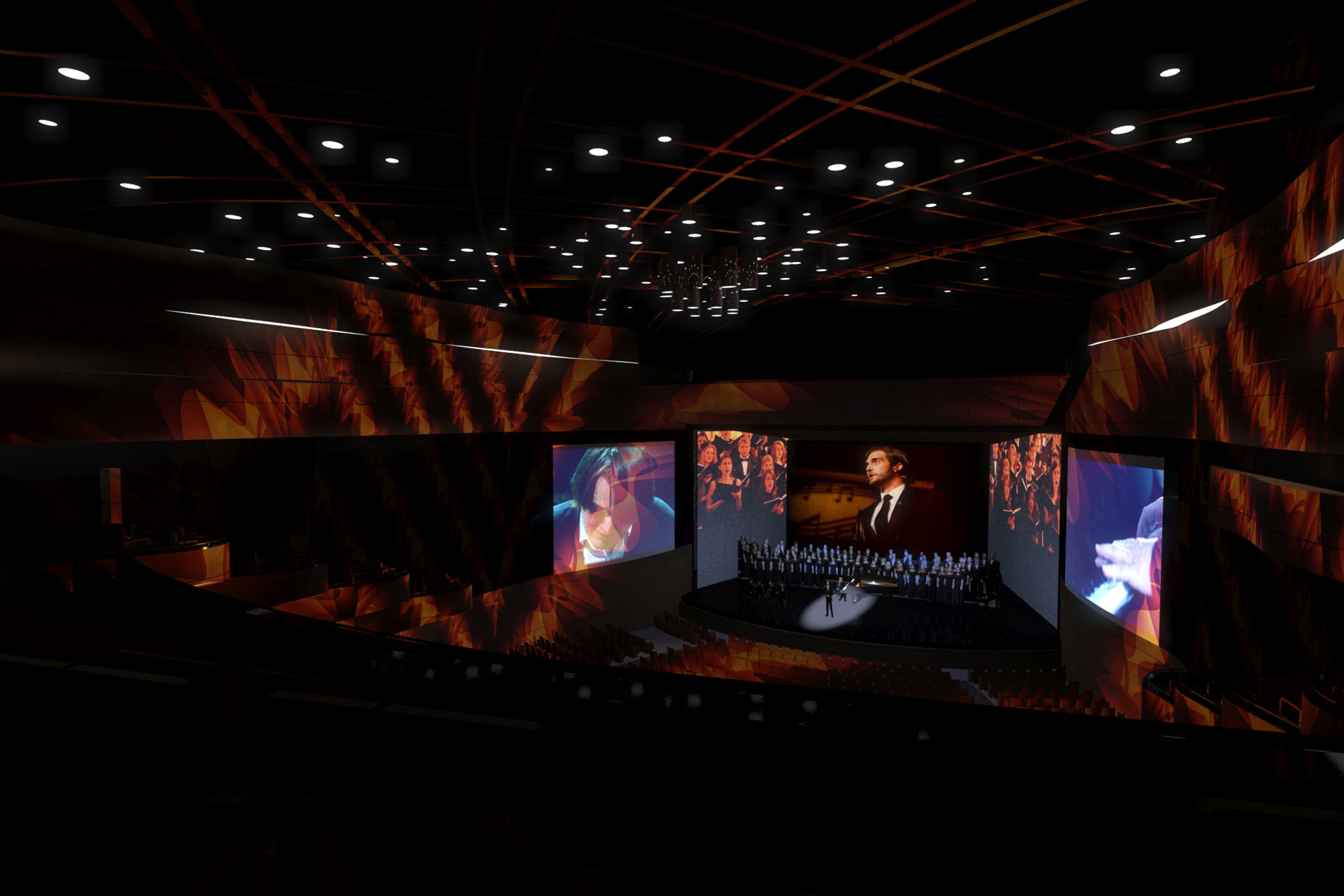 Rendering of the grand Performance Hall in The McKnight Center, complete with state-of-the-art technology
