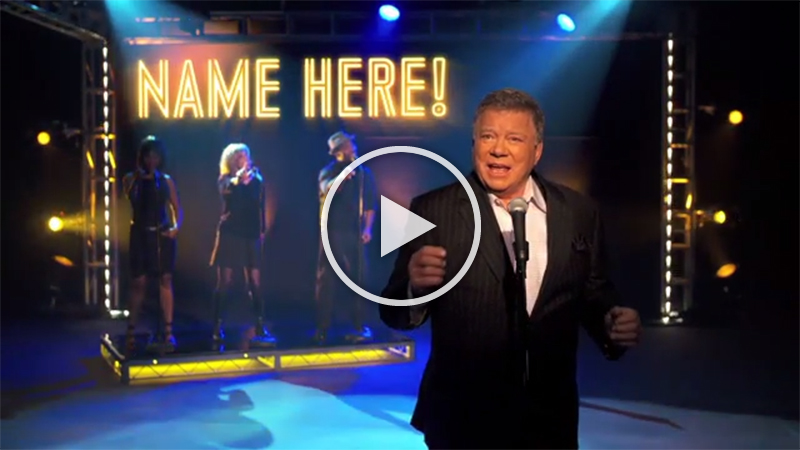 Send your friends an unforgettable greeting with a personalized song sung by William Shatner!