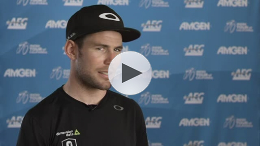 Mark Cavendish (GBR) of Team Dimension Data for Qhubeka discusses the level of competition at the Amgen Tour of California and its prominence on the international cycling calendar.