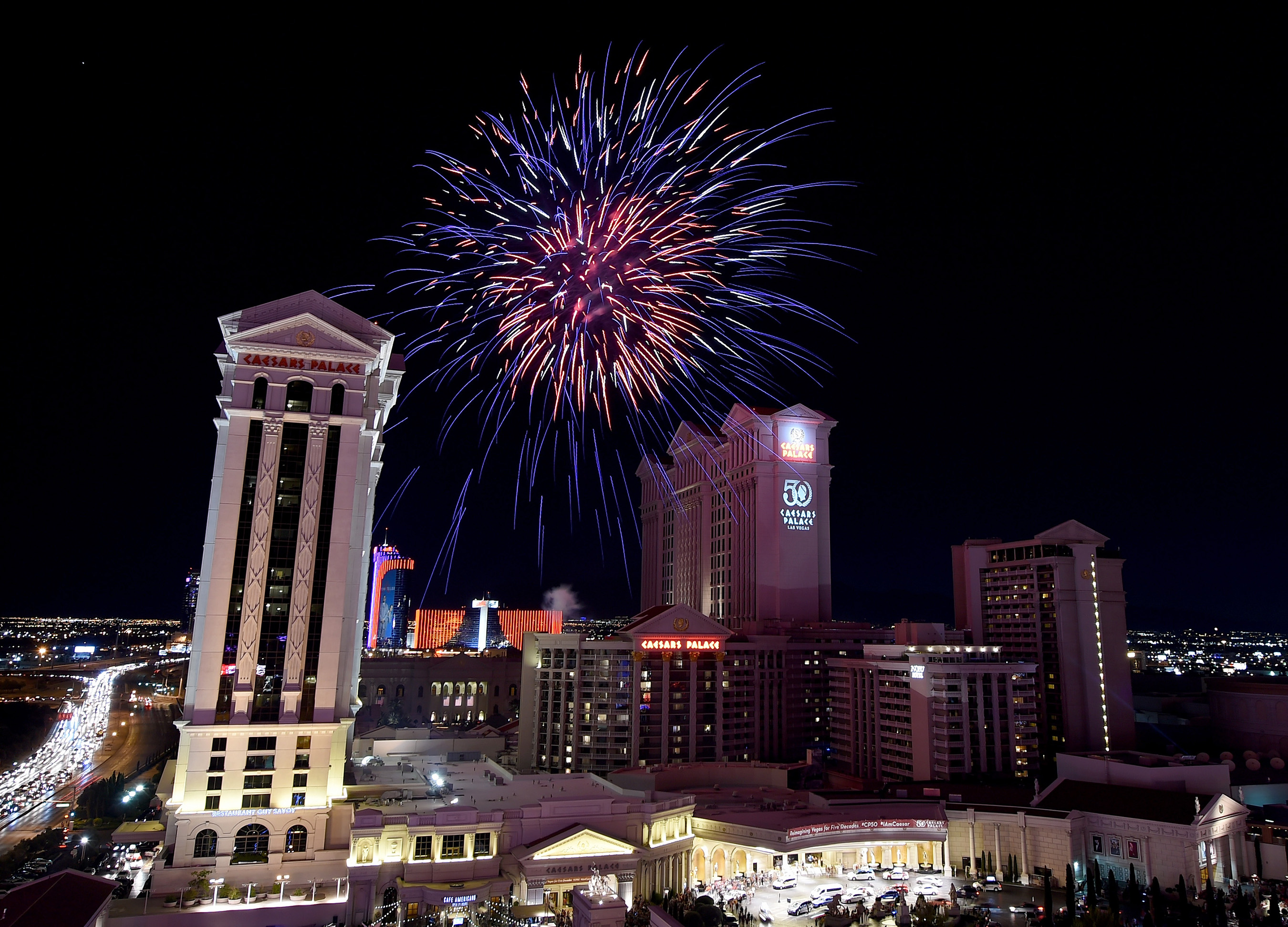 The 50th Anniversary celebration of Caesars Palace continues with an Independence Day Weekend fireworks extravaganza. Photo Credit: Ethan Miller/Getty Images
