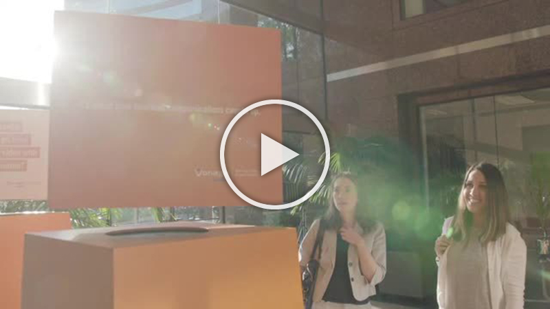 B-roll footage of hover billboards at Vonage Business Tech Takeover