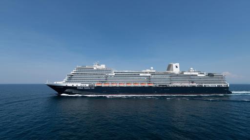 Holland America Line&rsquo;s Nieuw Statendam side view at sea