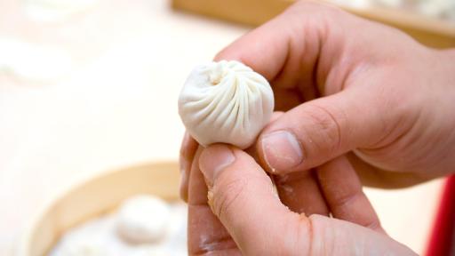 Hand holding dumpling