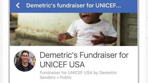 iPhone showing Facebook's Matched Fundraiser Page.