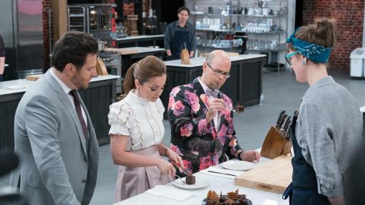 Scott Conant, Marcela Valladolid and Jason Smith check in on Becca Craig