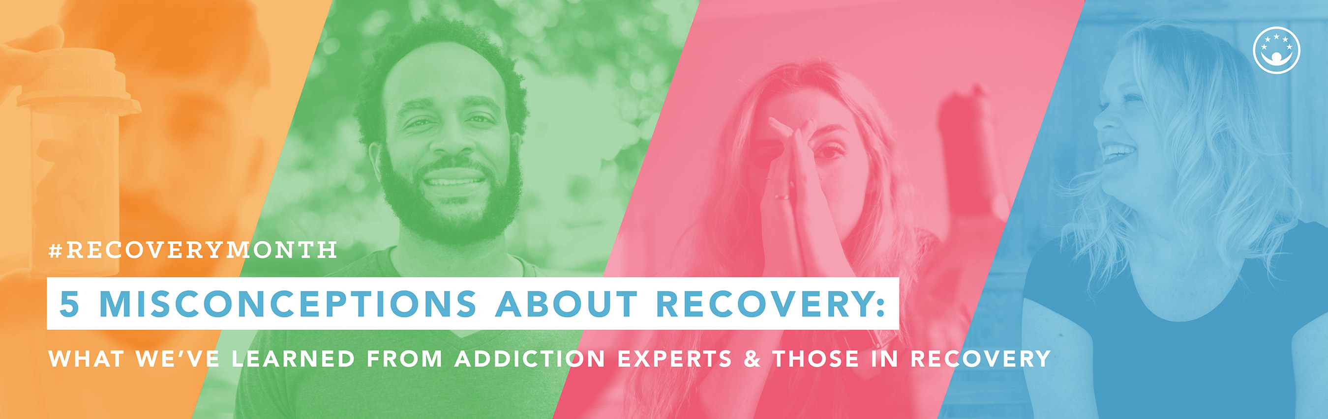 A collage of 4 people with text overlayed: 5 misconceptions about recovery