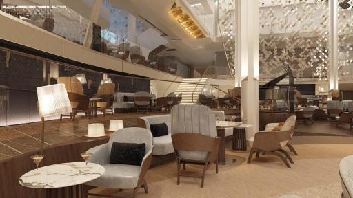 In the morning, The Grand Plaza on Celebrity Edge invites guests to enjoy a cappuccino and a croissant at either of the caf&eacute;s. Guests can return to The Grand Plaza for afternoon tea or to indulge in a pre-dinner cocktail while enjoying unexpected pop-up performances. At nightfall, the energy transforms completely, and the space becomes the social epicenter of the ship, coming alive with live music.