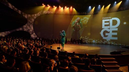 Andra Day performs a moving rendition of her Grammy-nominated single 'Rise Up' at the naming ceremony of Celebrity Edge.