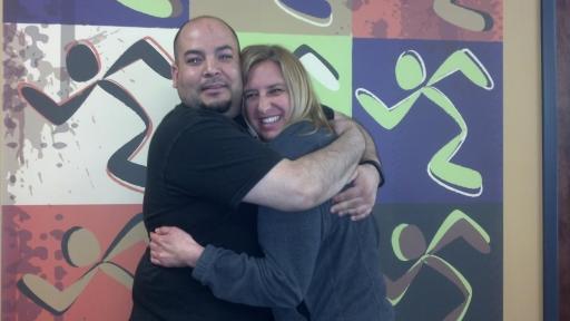 Radley and Ryan hugging and smiling