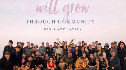 Members and staff from Basecamp Fitness in West Hollywood gather for a photo following a sunset hike.