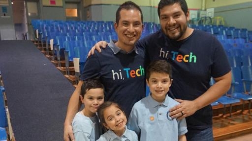 Two teachers with three students