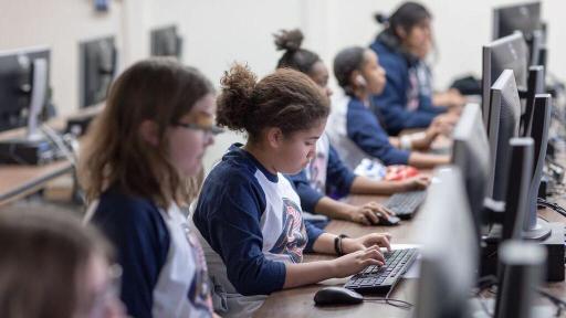 Students working on computers