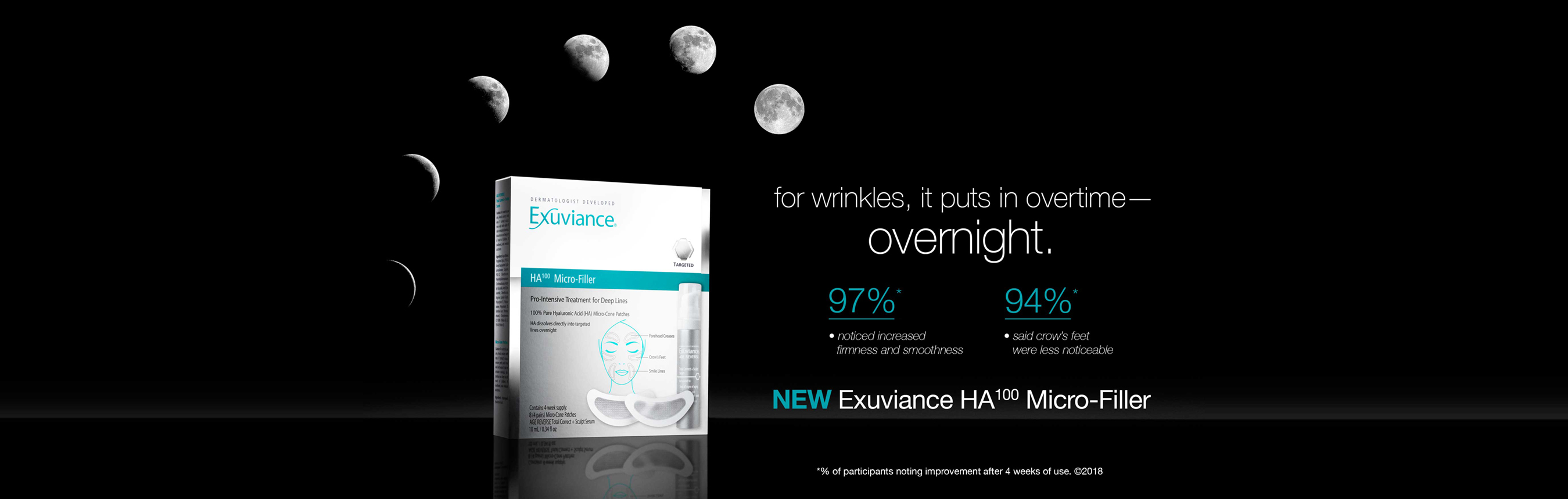 Exuviance box on a black backdrop