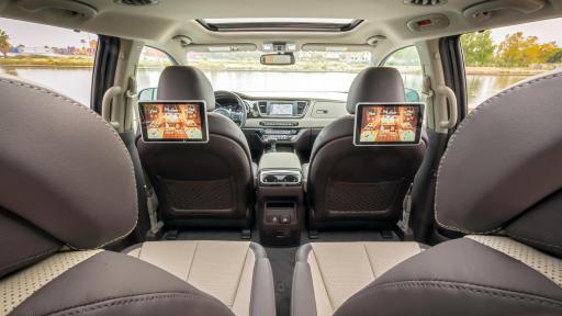 interior of kia sedona from the backseat