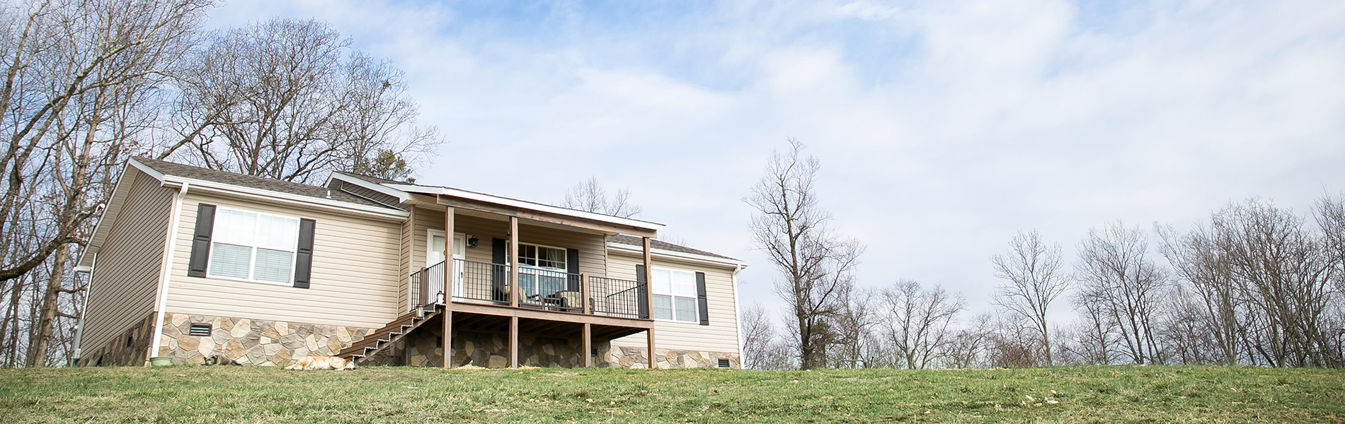 wide shot of a house
