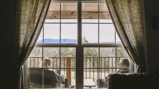 Wood Family seen through the living room window