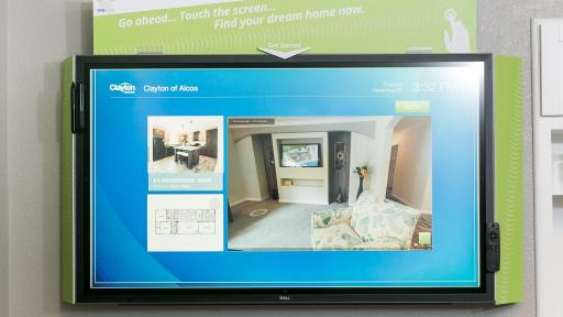 Clayon Homes touchscreen application on a tablet.