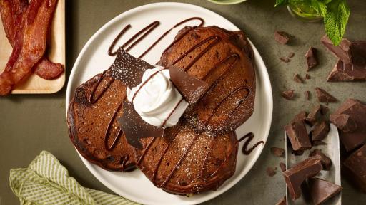 Plate of Mint Chocolate Chip Pancakes