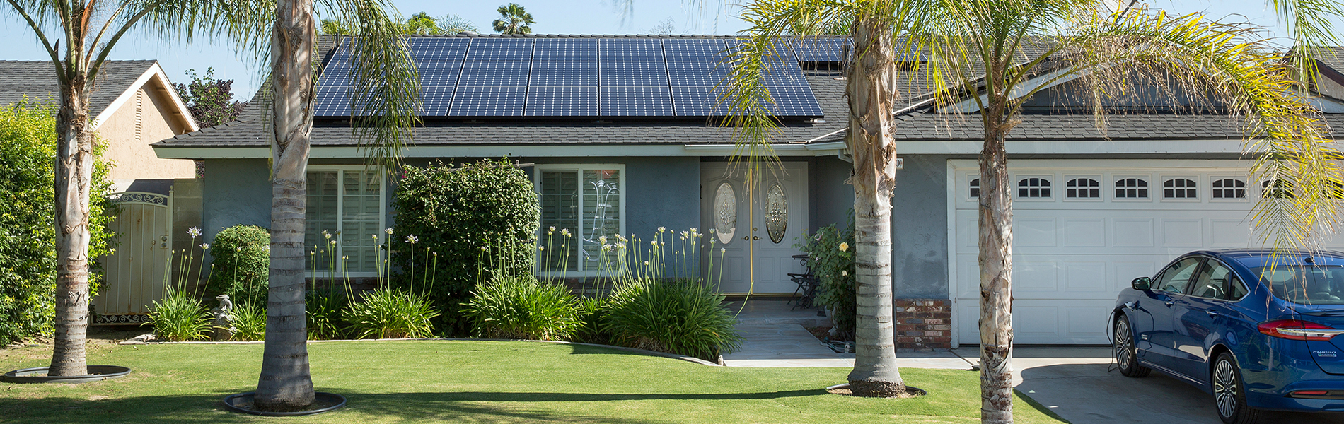 House with solar panels on roof