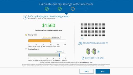 Solar-plus-storage calculator suggests the number of solar panels and batteries needed to reach a homeowner&rsquo;s electric bill savings, energy mix, or backup power goals based on monthly electricity use.