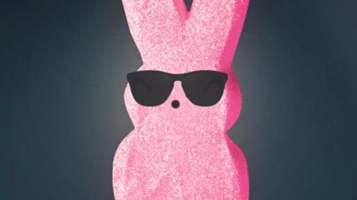 Pink Peeps bunny with black sunglasses