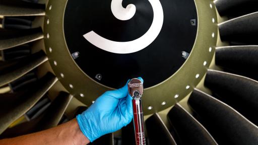 PROTO tool in front of an plane engine