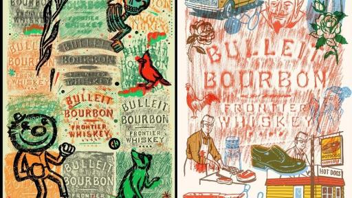 Image of Bottle Impressions artwork created by local Chicago artists CHema Skandal! (left) and Ryan Duggan (right).