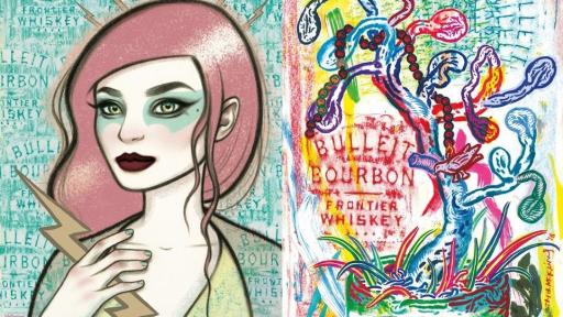 Image of Bottle Impressions artwork created by local New York artists Tara McPherson (left) and Taylor McKimens (right)